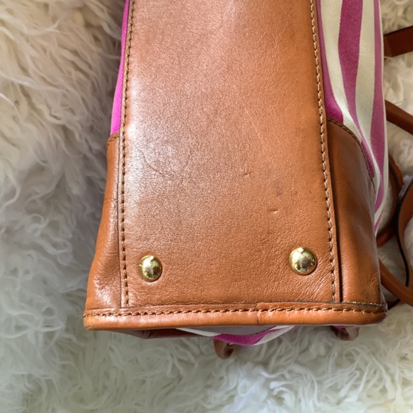 MICHAEL Michael KORS Fusia/pink and White Striped Canvas leather Hamilton Large - Picture 8 of 15